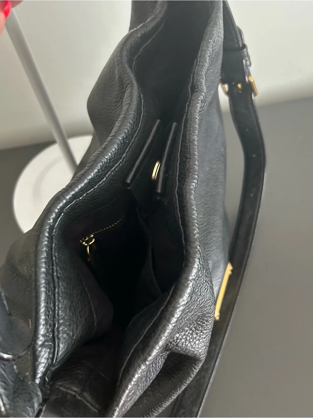 Marc Jacobs Black pebble Leather Hobo Crossbody Bag Large Shoulder bag